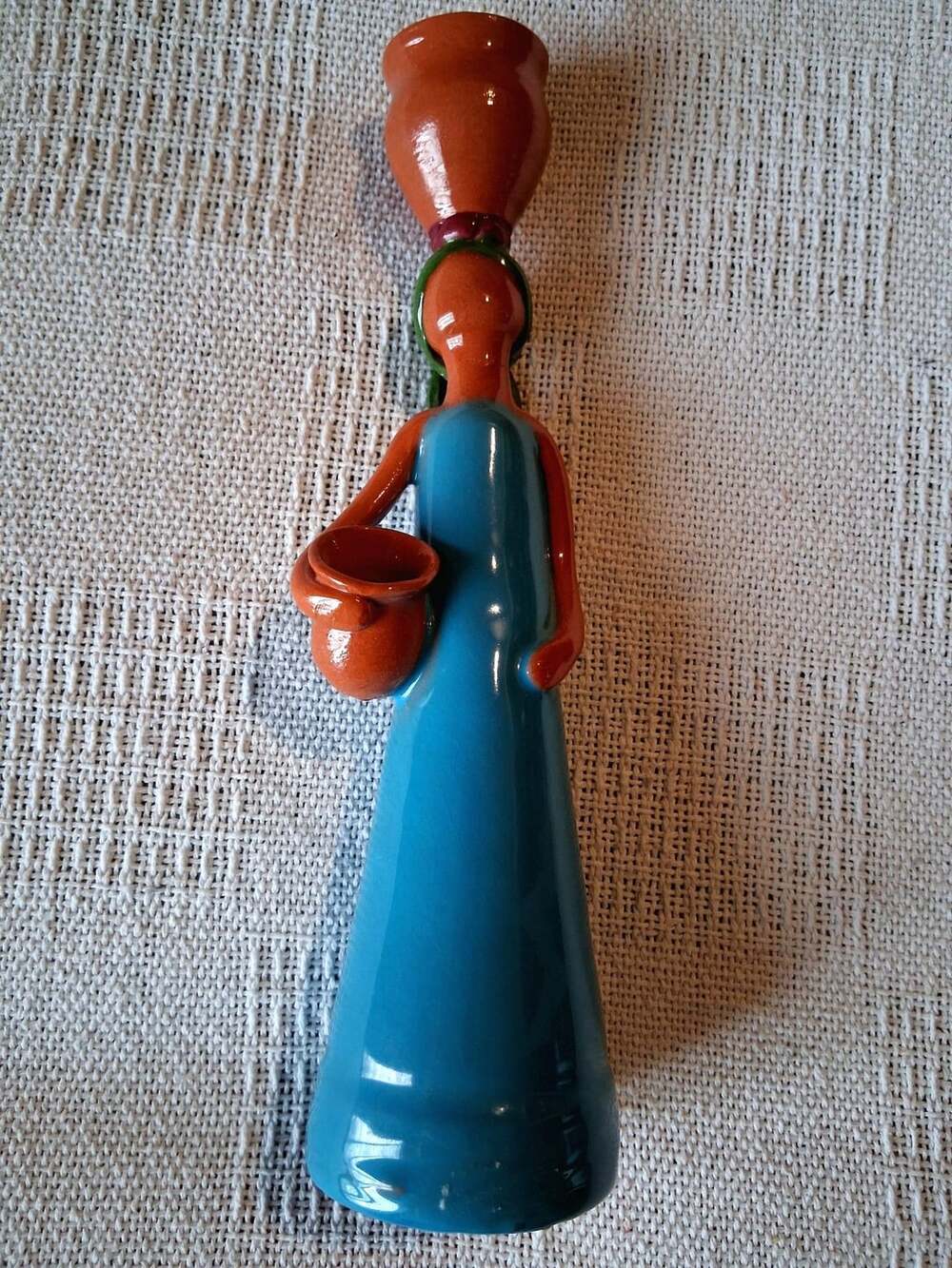 Mexican Folk Art Ceramic Pottery Woman Figurine
